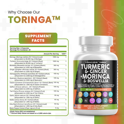 Turmeric Curcumin 30000mg Ginger 3000mg Moringa 50000mg Boswellia