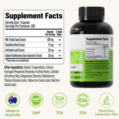 Milk Thistle Liver Support Supplement,60 Capsules,85% Silymarin | Liver Cleanse Detox & Repair Support with Dandelion Root, Artichoke & Boswellia, Non-GMO, Gluten-Free