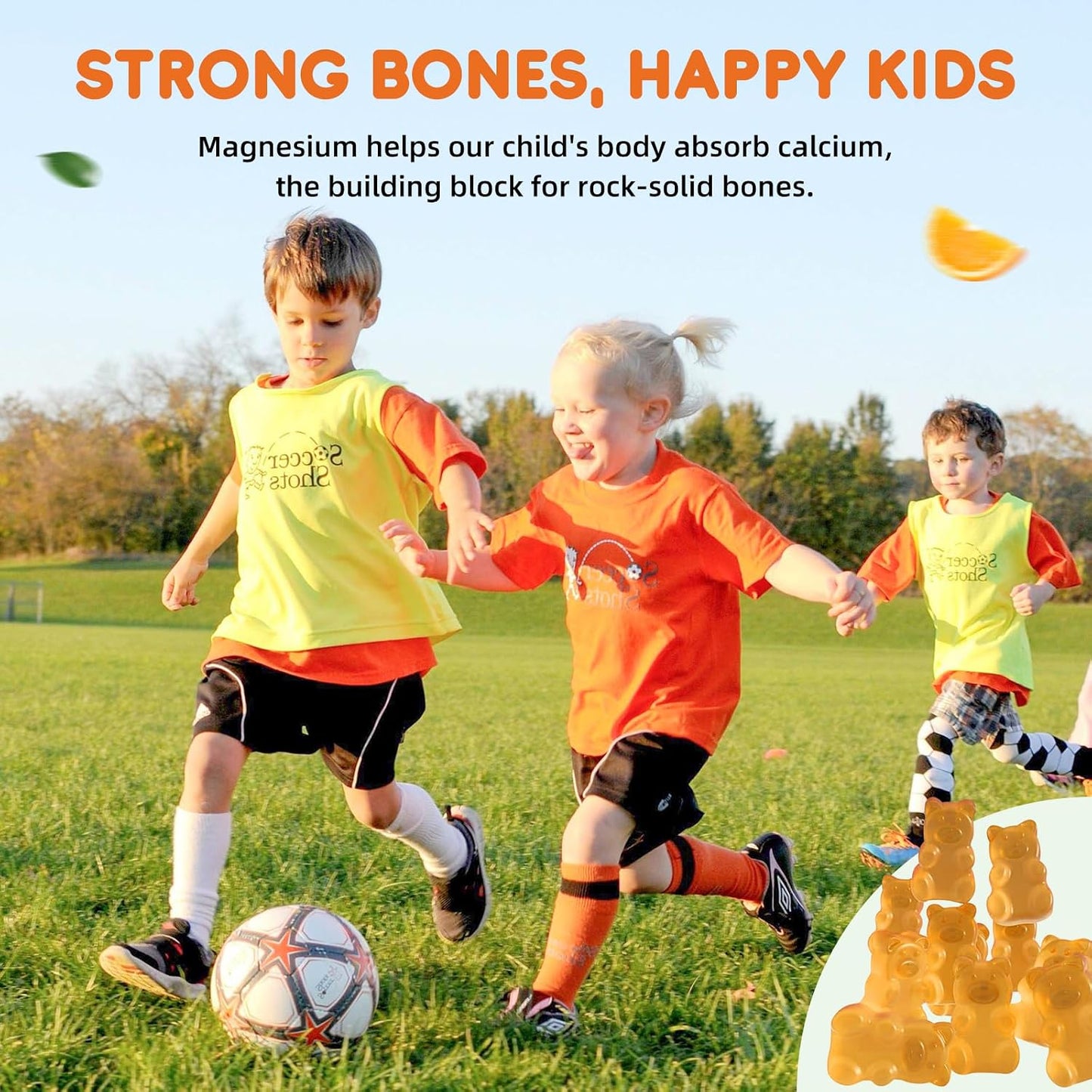 2 Pack Magnesium Glycinate Gummies for Kids & Adults Stawberry & Orange Flavor