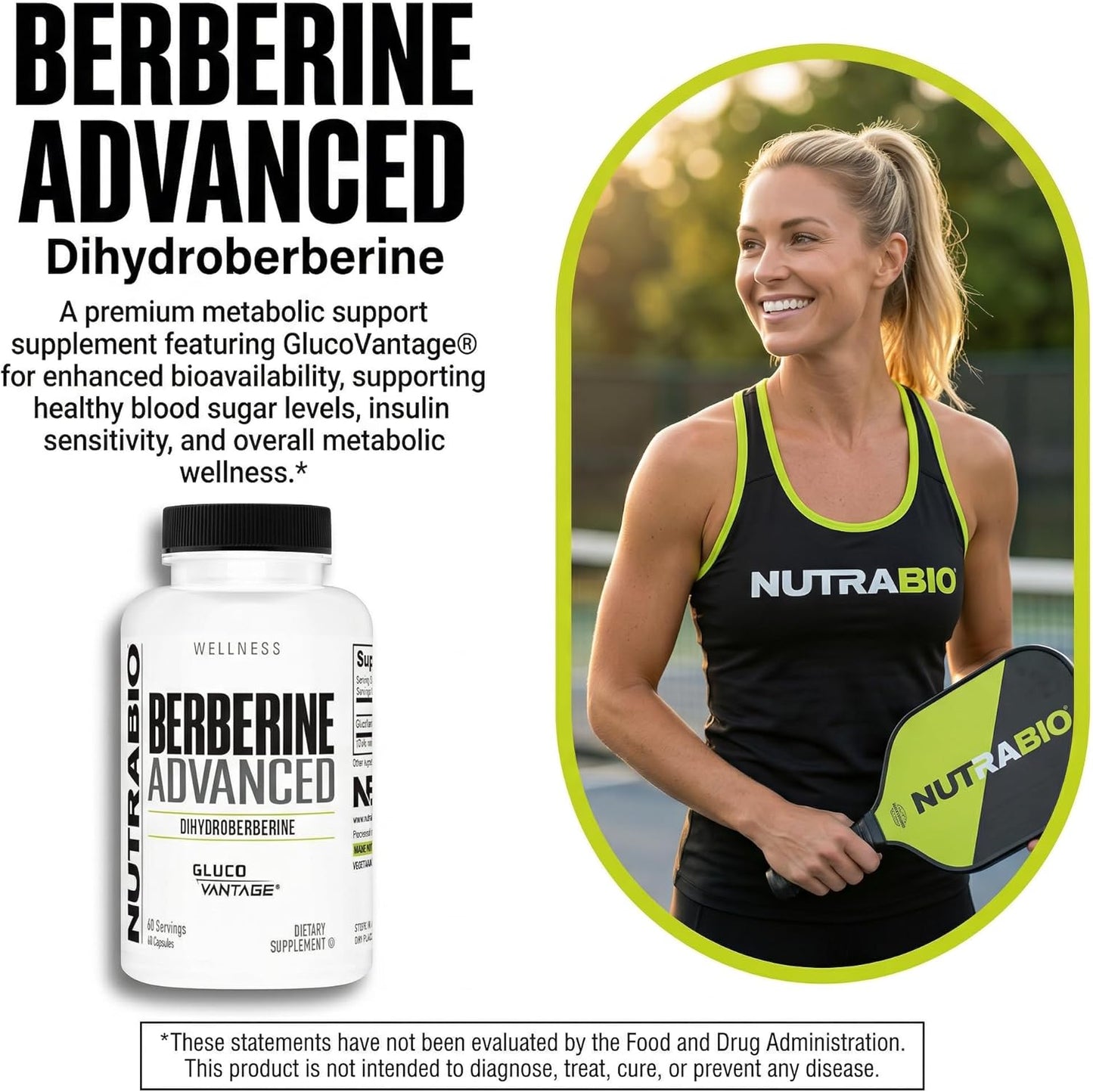 NutraBio Berberine Advanced Supplement (Dihydroberberine), 200 mg - Provides Advanced Absorption Carbohydrate Tolerance Support, 60 Caps
