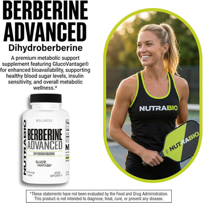 NutraBio Berberine Advanced Supplement (Dihydroberberine), 200 mg - Provides Advanced Absorption Carbohydrate Tolerance Support, 60 Caps