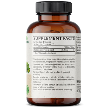 Futurebiotics Rhodiola Rosea Powder Adaptogenic Herb Vegetarian Capsules, 60 Count