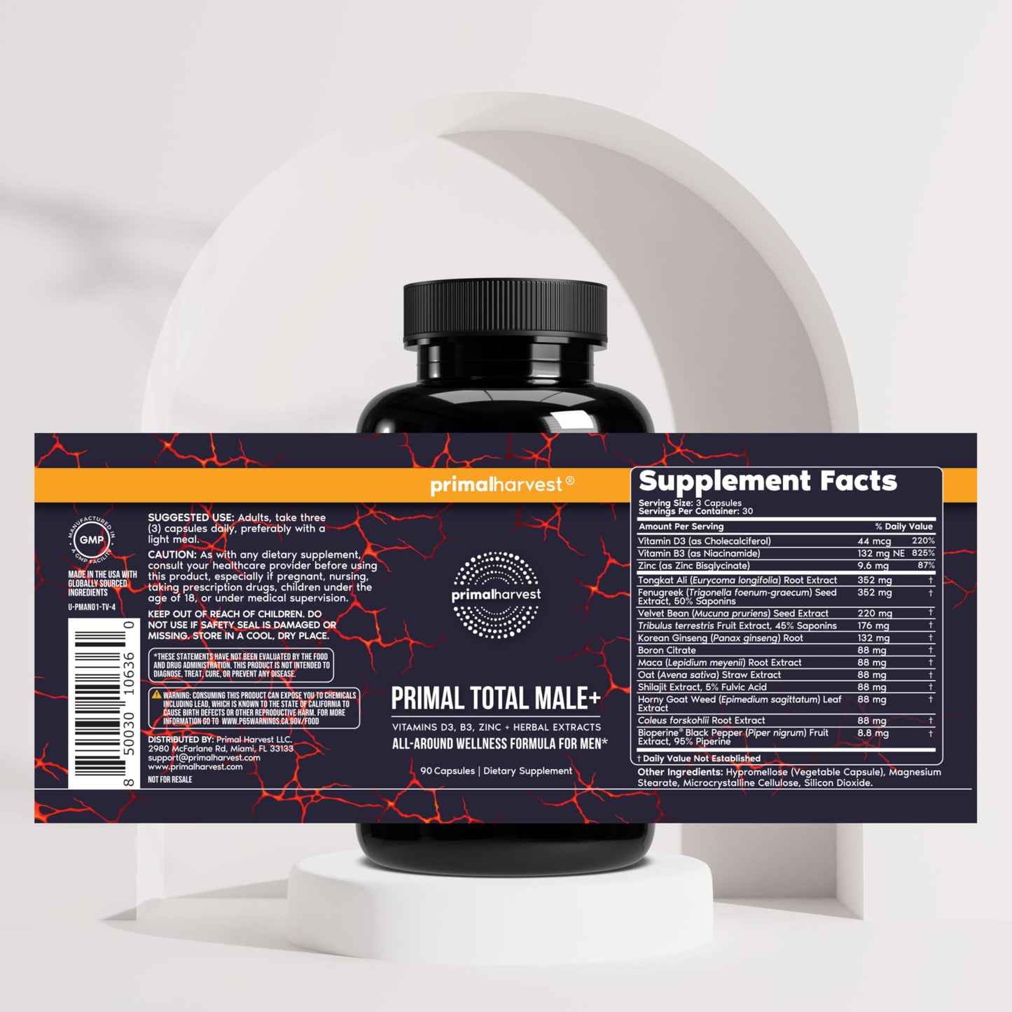 Primal Harvest Total Male+ - Daily Supplement, Dairy & Soy Free, for Men