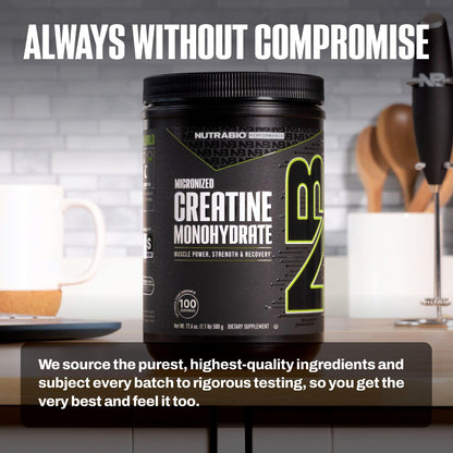 NutraBio Pure Micronized Creatine Monohydrate Powder Supplement, Unflavored, (300 g) - Supports Bulk Muscle Energy, Recovery, and Strength - HPLC Tested Creatine Powder Supplement for Men and Women