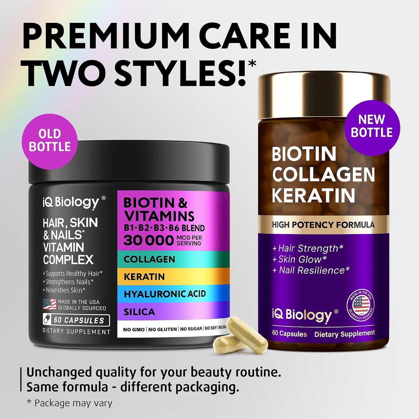Biotin 10,000 mcg Supplement - Hair Growth Support for Women & Men - 60 pcs | Hair Skin and Nail Vitamins with Keratin, Collagen, Hyaluronic Acid & Vitamin B Complex - 30,000 mcg Hair Vitamins Complex