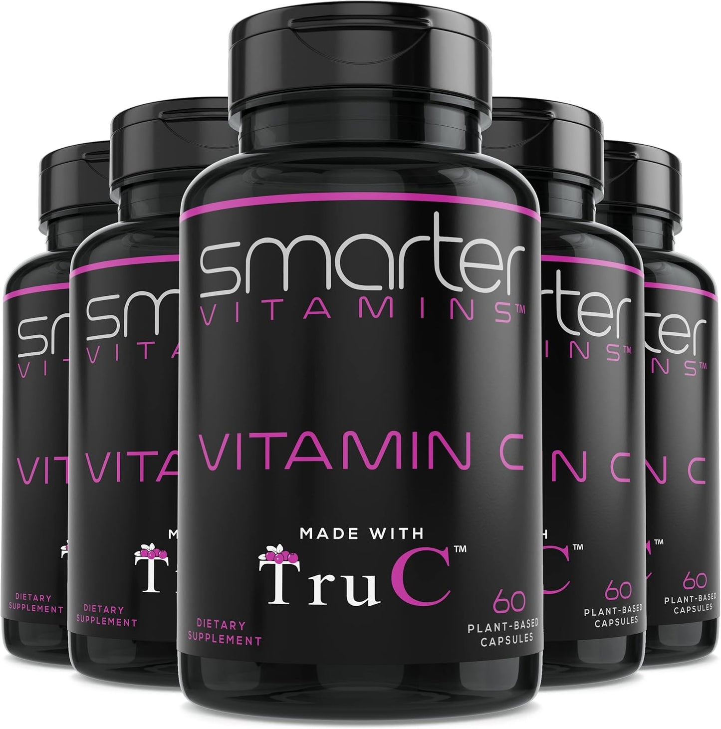 5 Pack Whole Food Vitamin C from 11 Berries with Antioxidants, 300 Capsules | Plant-based TruC with bioflavonoids and polyphenols for immune, collagen and skin support; vegan, non-GMO and easy to digest