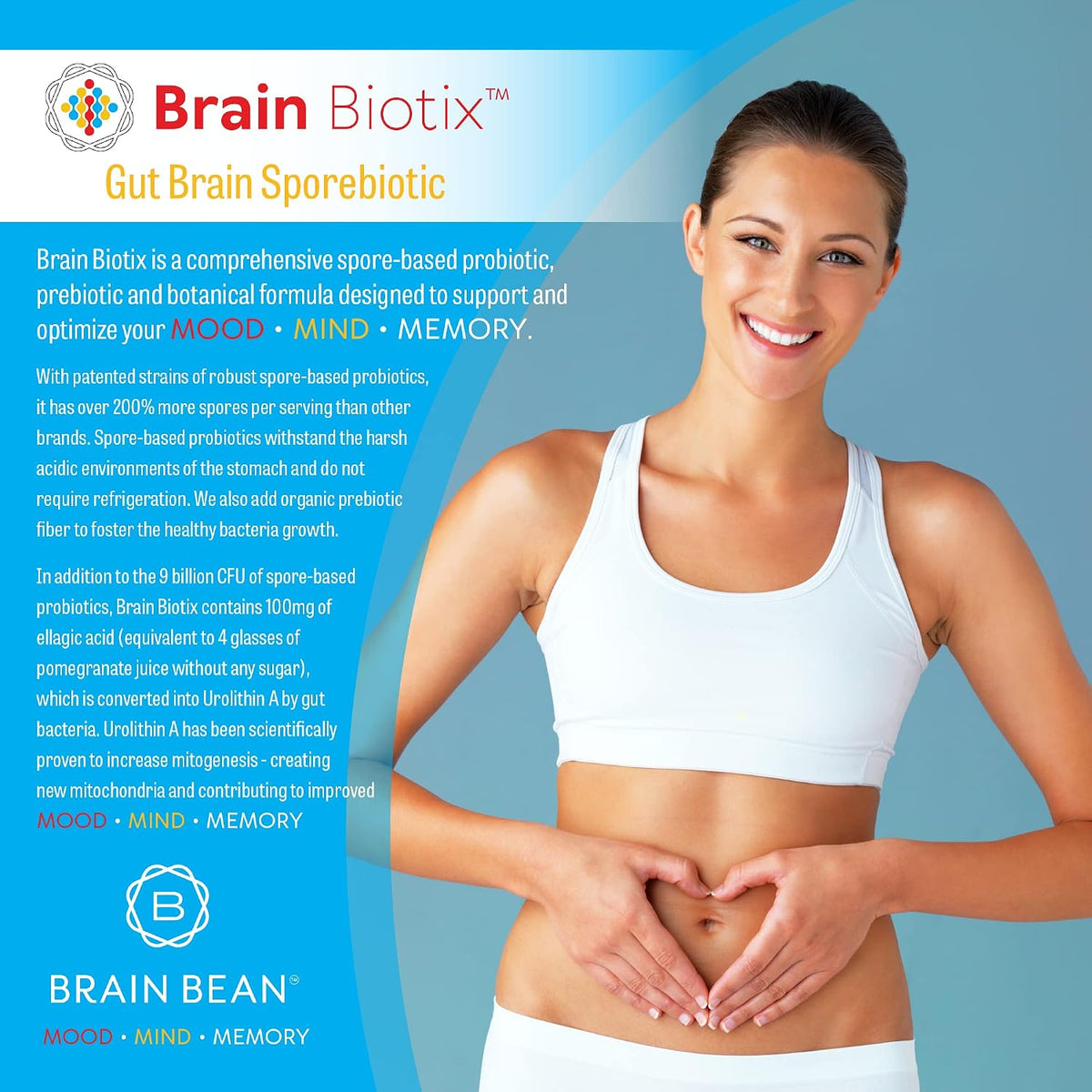 Brain Bean Brain Biotix | Gut and Brain Spore-Based Probiotic and Prebiotic | 30 Servings