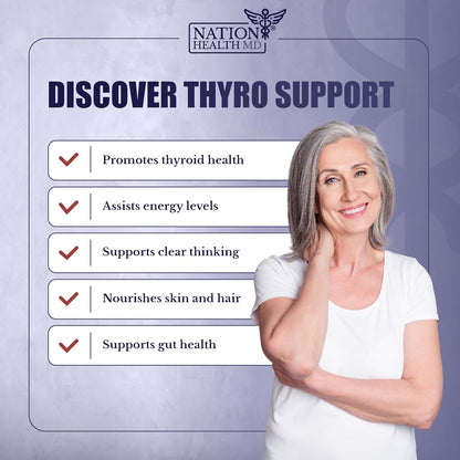 Thyro Support | Thyroid Support for Women & Men | Selenium, Zinc, Ashwagandha, Bladderwrack & L-Tyrosine, For Energy and Thyroid Balance. 30 Days Supply. 120 Capsules