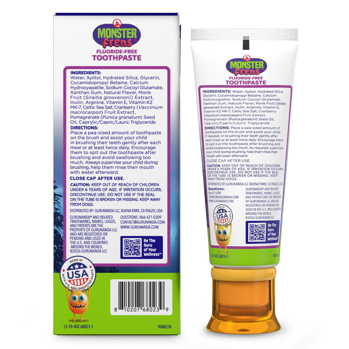 GuruNanda Kids Toothpaste, Strawberry Mango, SLS & Fluoride Free, 4.2 oz