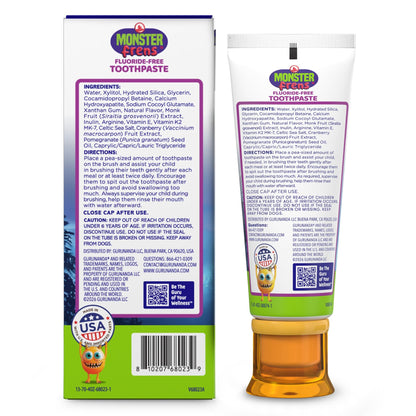 GuruNanda Kids Toothpaste, Strawberry Mango, SLS & Fluoride Free, 4.2 oz