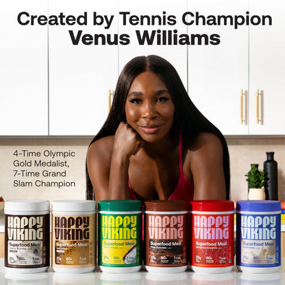 Happy Viking Cookies and Cream Plant Protein Powder, Created by Venus Williams, 20G