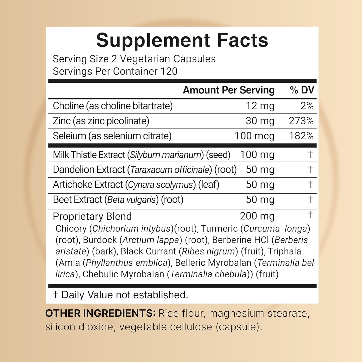Liver 15-in-1 Complex, 240 Veggie Capsules | Herbal & Mineral Blend - Milk Thistle, Dandelion Root, Artichoke, Black Currant Oil, Turmeric, Chicory, Zinc, Choline, & More | Non-GMO