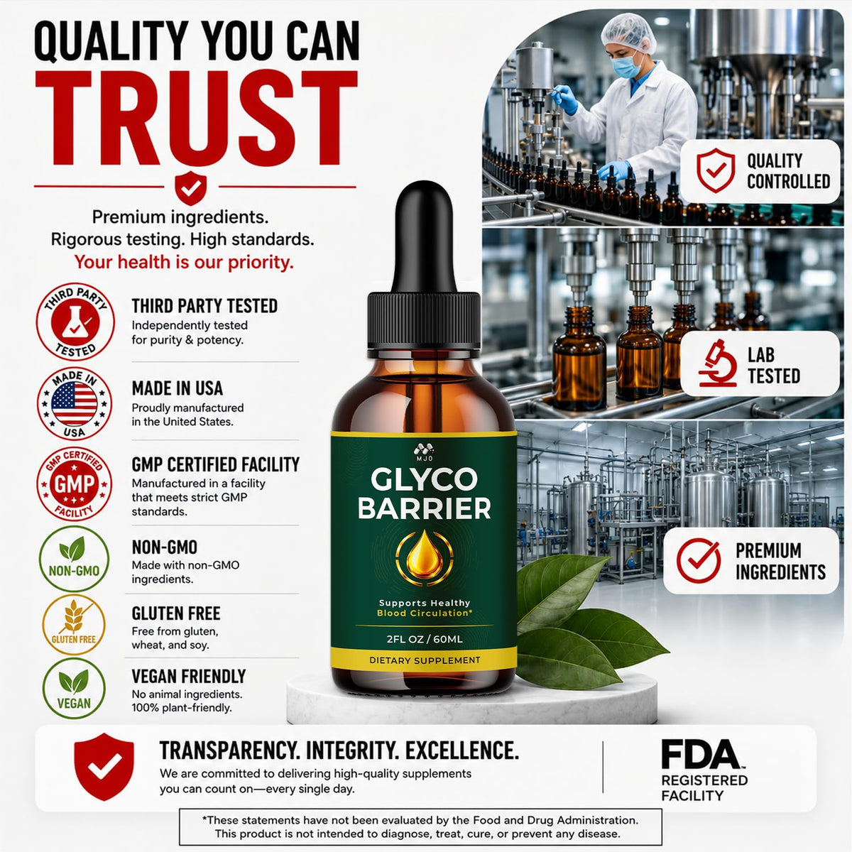 Glyco Barrier Drops, Glyco Barrier Blood Support Supplement , 30 Servings