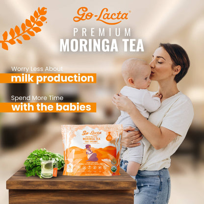 Go-Lacta Premium Organic Moringa Tea for Breastfeeding Moms to Increase Breast Milk