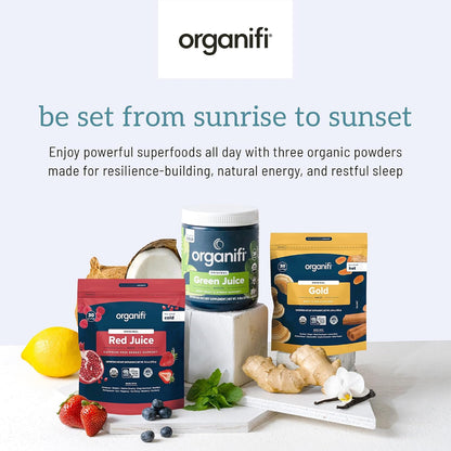 Organifi Sunrise to Sunset Power Box (9.5 Oz. Each) - Organic Superfood Powder - Green Juice, Red Juice, Golden Milk- 30-Day Supply - Vegan