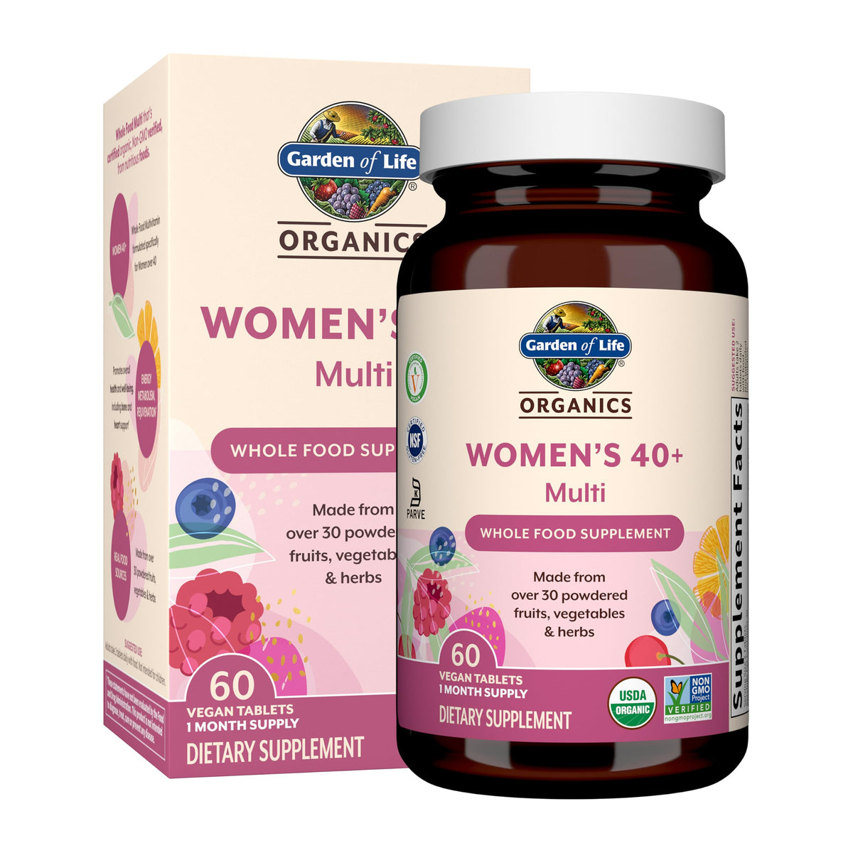 Garden of Life Organics Women 40+ Multivitamin, Vegan, 120 Tablets