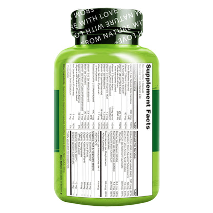 NATURELO One Daily Multivitamin for Women w/Vitamin B12, 120 Ct, Energy Support, Whole Food Daily Women Multivitamin Supplement, Nourish Hair/Skin/Nail, Non-GMO, No Soy, Gluten Free, 4 Month Supply