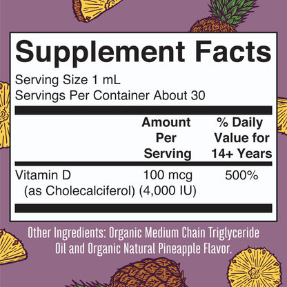 MARYRUTH'S Vitamin D3 Liquid Drops | Megadose 4000 IU | USDA Organic Liquid Vitamin D Spray for Adults & Kids | Immune Support & Bone Health | Vegan | Gluten Free | Non-GMO | 30 Servings