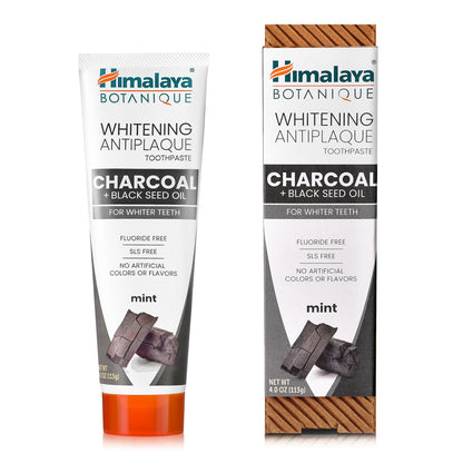Himalaya Botanique Whitening Antiplaque Charcoal Toothpaste, 4 oz, 2 Pack