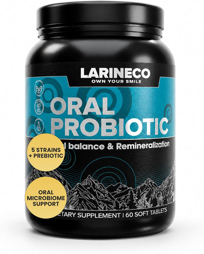 Larine co Remineralizing Oral Probiotic Pills – Dissolvable Oral Probiotic Tablets for Fresh Breath & Daily Oral Care Support – Slow Dissolving Oral Probiotic Formula – 5 Probiotic Strains