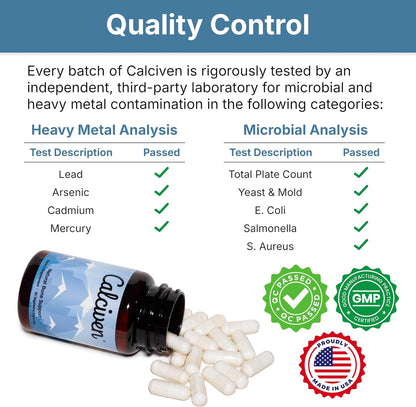 Calciven Natural Bone Support Supplement, Vegetarian, Gluten-Free | Complete Mineral Matrix with Calcium, Magnesium, and Absorption Factors to Promote Bone Density and Strength, 30-Day Supply