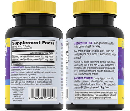 InnovixLabs Vitamin K2 & Triple Omega Bundle Full Spectrum Vitamin K2 (90 Softgels) Triple Strength Omega-3 Fish Oil (200 Softgels). Supports Healthy Bones, Arteries and Joints. *