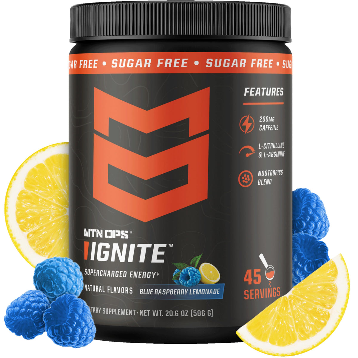 MTN OPS Ignite Energy Powder, Zero Sugar, Tiger's Blood