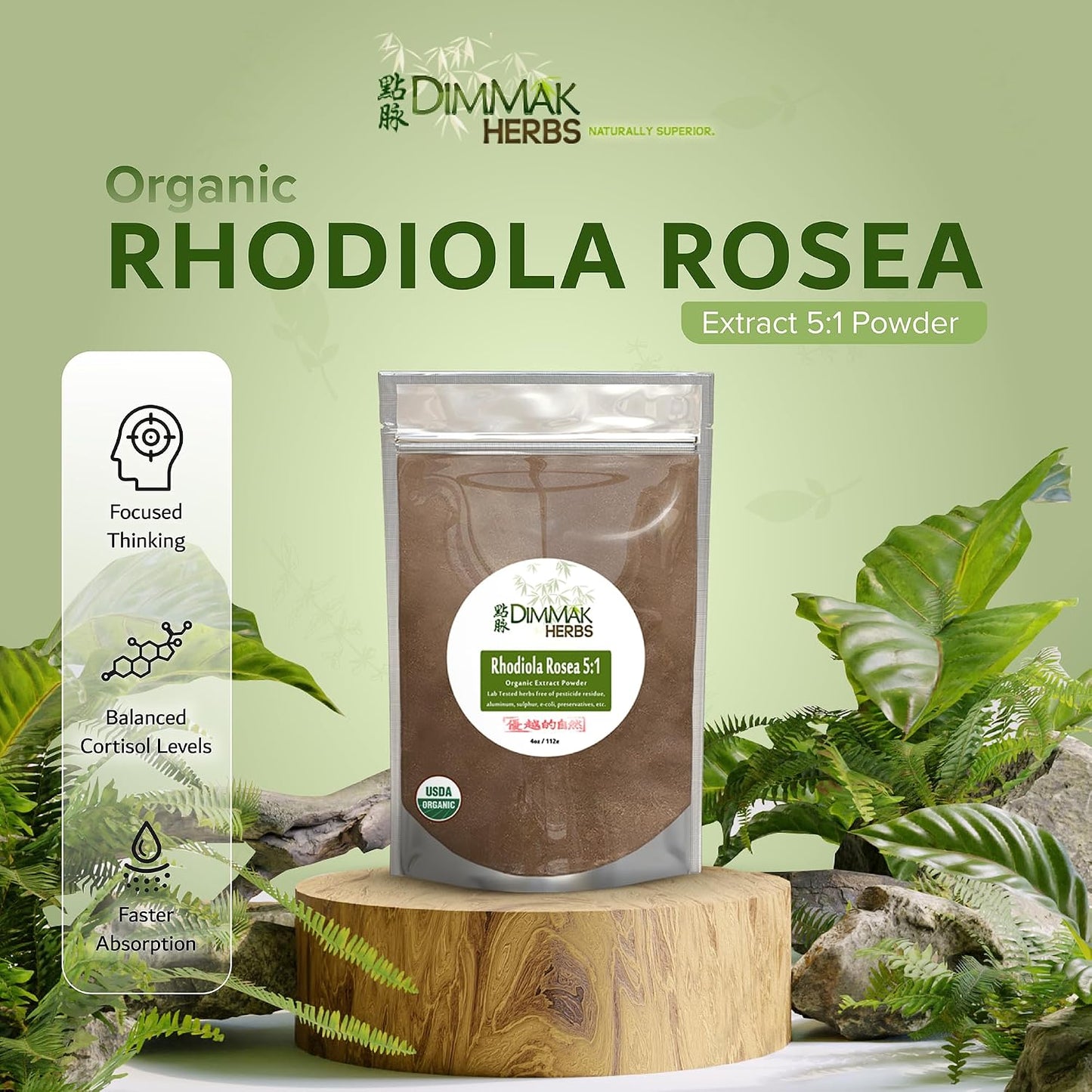 Organic Rhodiola Rosea Extract 5:1 Powder (High Potency Adaptogen)- TCM Doctor Formulated 100% Golden Root for Energy, Focus & Cortisol Support- Non-GMO, Extra Strength Concentrate (4oz)