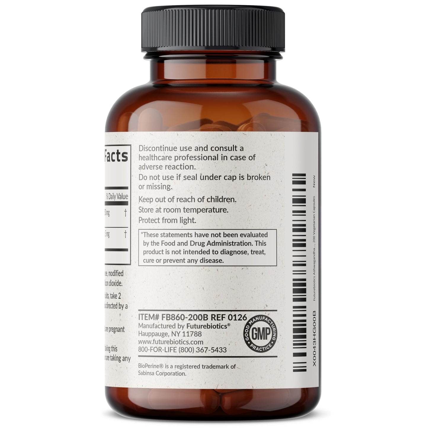 Futurebiotics Ashwagandha Extra Strength Stress & Mood Support 100 Capsules | Vegetarian, Non-GMO, Gluten-FREE, Soy-FREE, BioPerine for High Absorption