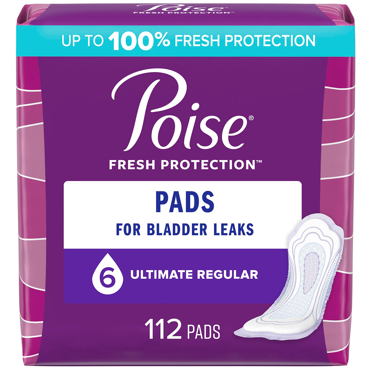 Poise Incontinence Pads & Postpartum Incontinence Pads, 6 Drop Ultimate