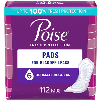 Poise Incontinence Pads & Postpartum Incontinence Pads, 6 Drop Ultimate