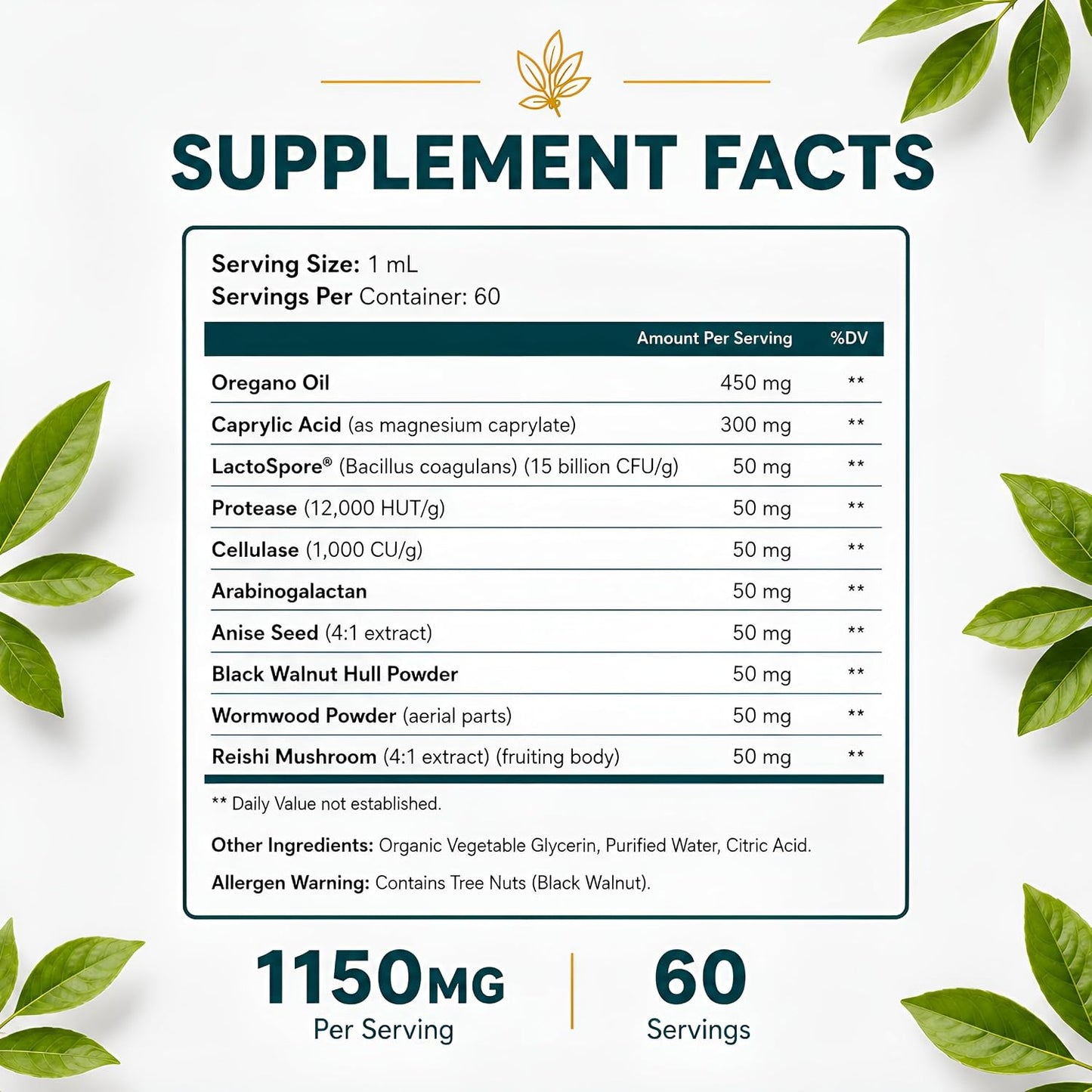 Happee Candida Cleanse Drops 10-in-1 Gut & Oral Detox Support Men Women 2oz | Yeast & Overgrowth Support - Oregano, Caprylic Acid & Probiotics - Flora Balance & Digestive Comfort - 60 Servings
