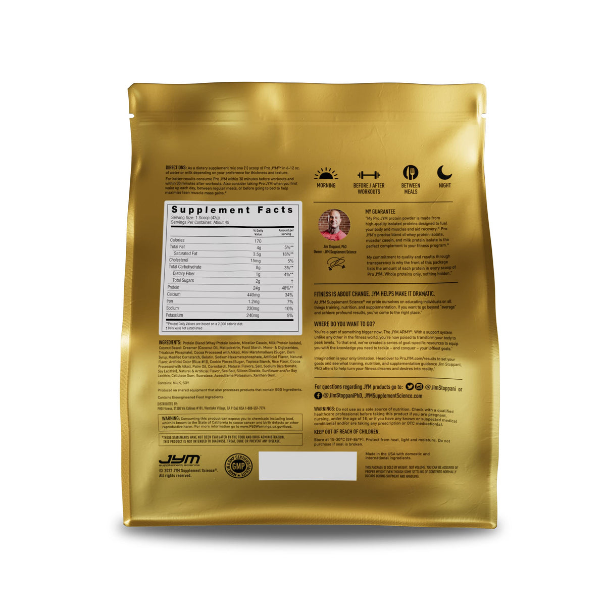 Pro JYM Protein Powder - Egg White, Milk, Whey Protein Isolates & Micellar Casein
