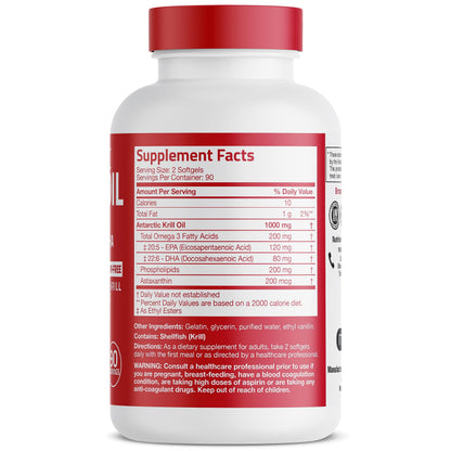 Bronson Antarctic Krill Oil 1000 mg with Omega-3s EPA, DHA, Astaxanthin and Phospholipid
