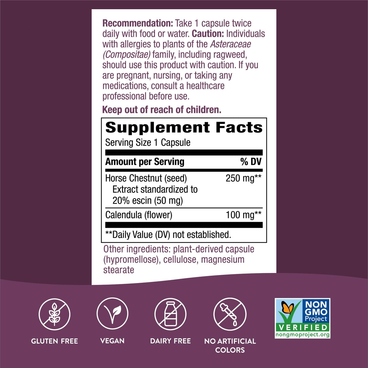 Nature's Way Standardized Horse Chestnut, Premium Extract for Healthy Veins and Blood