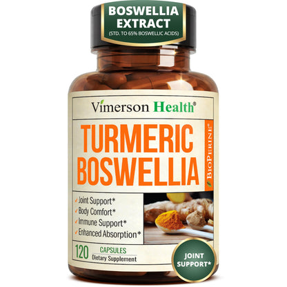 Turmeric Boswellia Supplement w/Ginger – Gut Friendly Joint Supplement 60Ct
