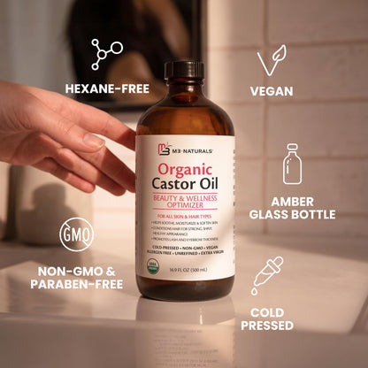 Organic Castor Oil Roll On - Extra Virgin, Unrefined & Hexane-free (3oz)