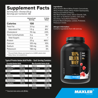 Maxler 100% Golden Whey Protein - 23g of Premium Whey Protein Powder per Serving