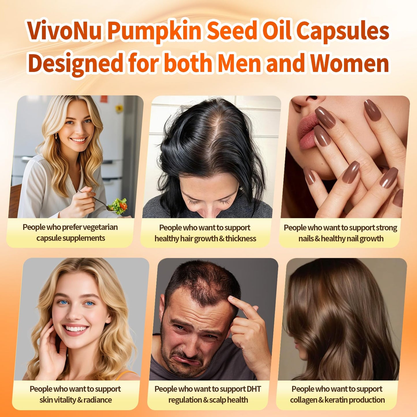 VivoNu Pumpkin Seed Oil with Saw Palmetto Capsules | 4500mg | 300 Count| 33 in 1 Vitamin C D3 B12 E A, Castor, Zinc, Biotin, Iron, Peppermint | Hair Growth & DHT Blocker for Women Men | 300 Count| 33 in 1 Vitamin C D3 B12 E A, Castor, Zinc, Biotin, Iron,