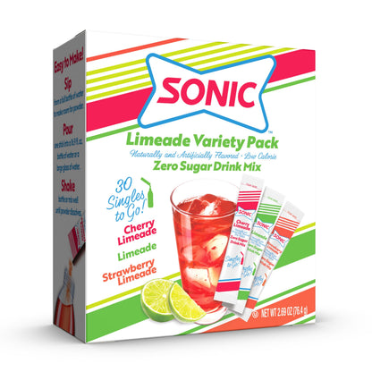 Sonic Singles to Go Powdered Drink Mix, Ocean Water, 6 Sticks per Box, 3 Boxes included (18 Sticks Total)