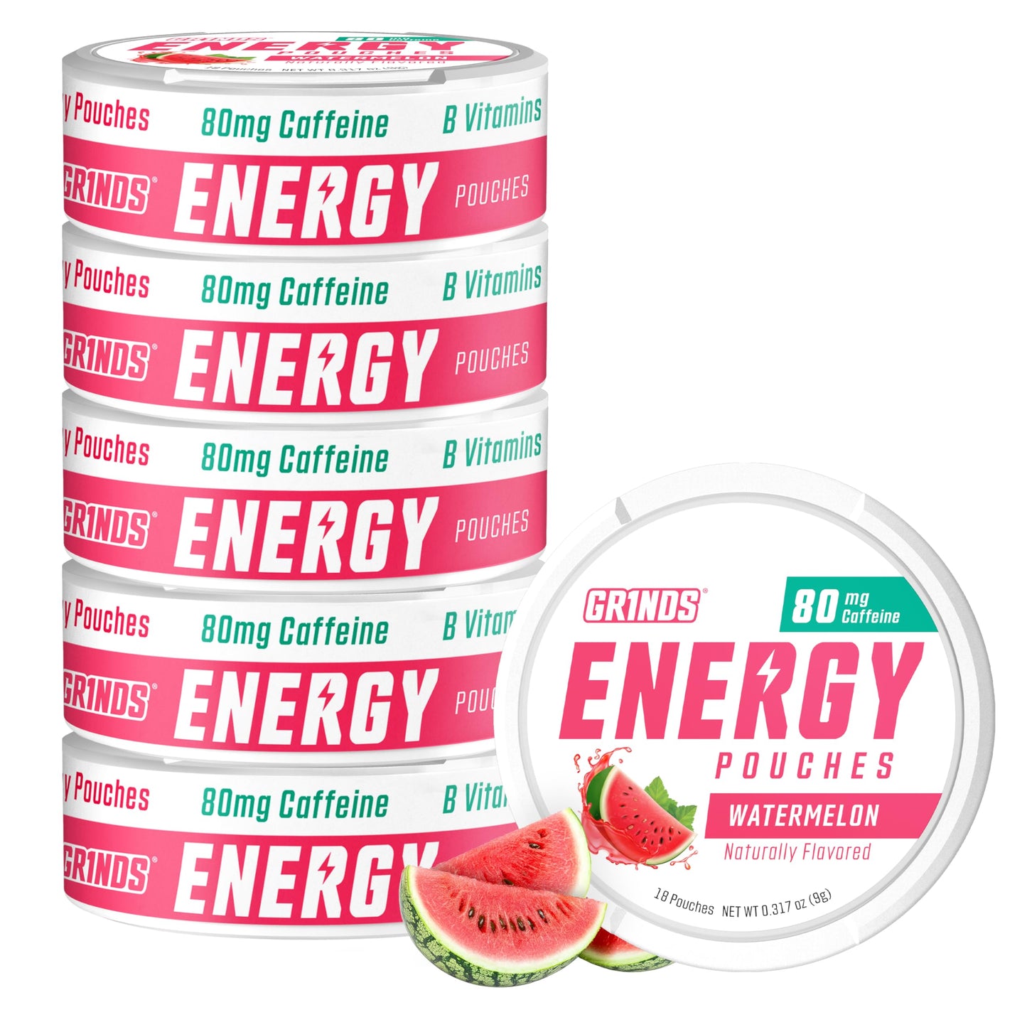 GRINDS Focus Pouches | Naturally Flavored with Nootropic Ingredients | Contains Alpha GPC and L-Theanine | Sugar-Free | 3 Pack | 18 Pouches Per Can | Blue Raspberry