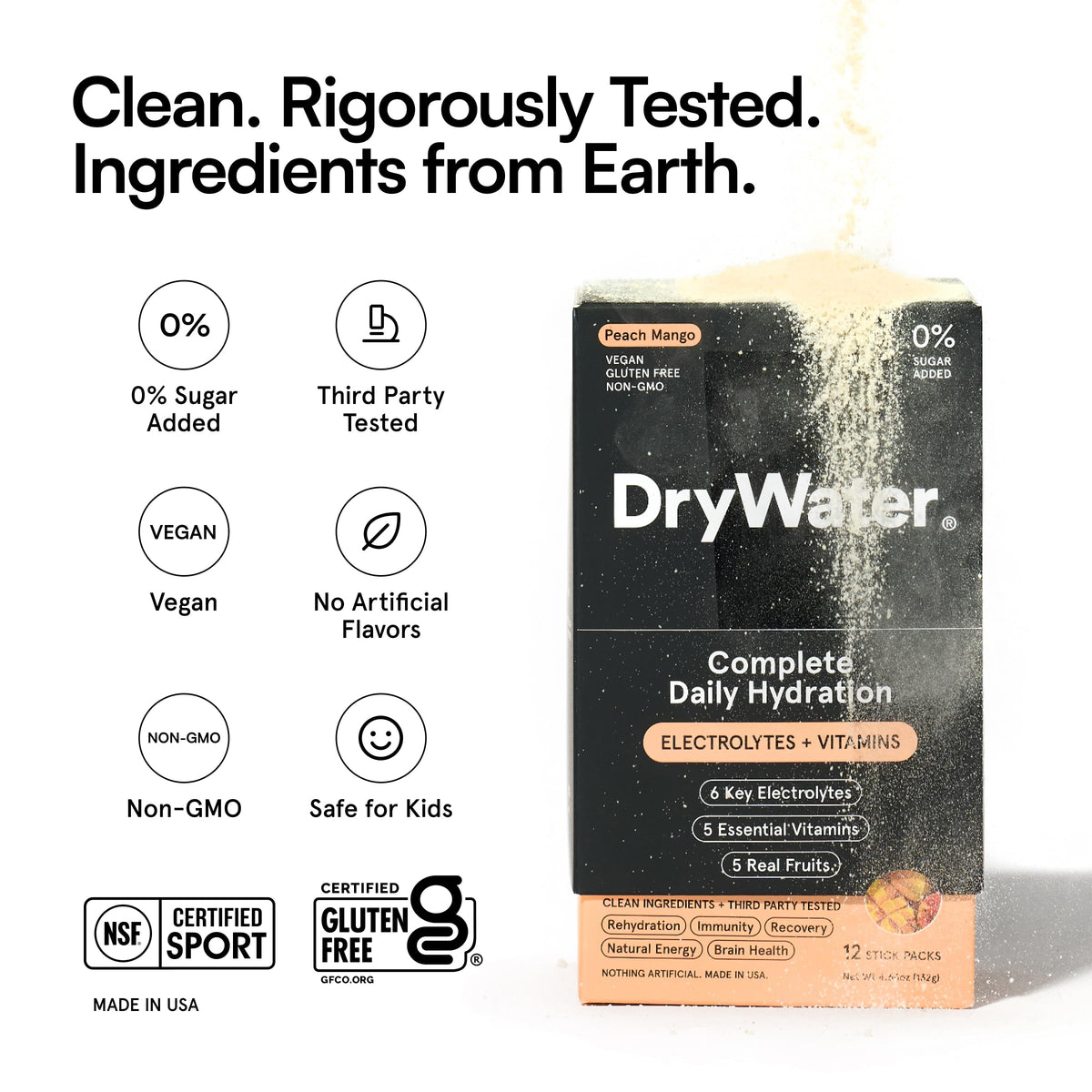DryWater Electrolytes + Vitamins Hydration Packets, Mixed Berry 12 Pack