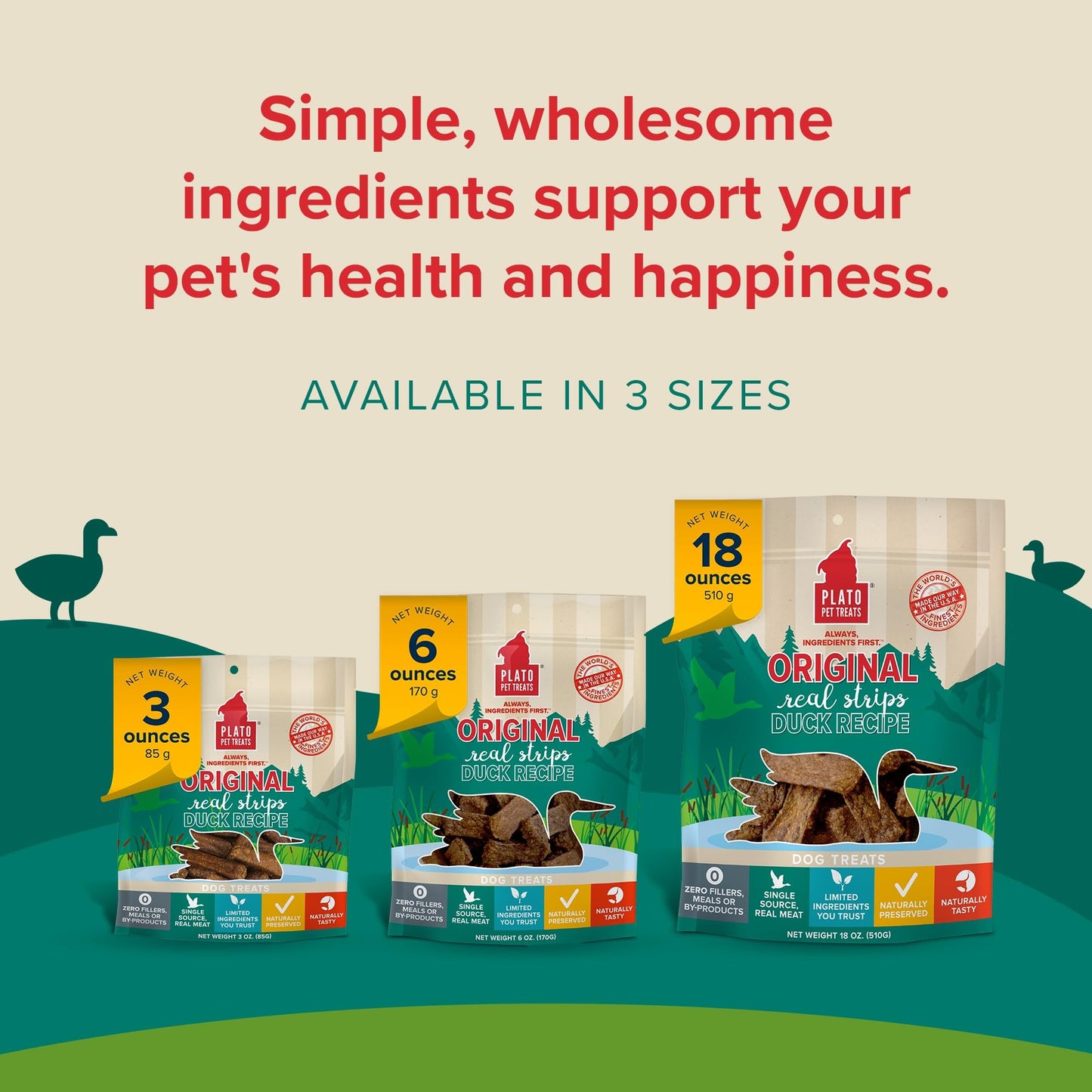 Plato Real Strips Salmon Recipe Dog Treats, Air-Dried High-Protein Soft Strips, Omega-Rich Skin & Coat Support, 18 oz