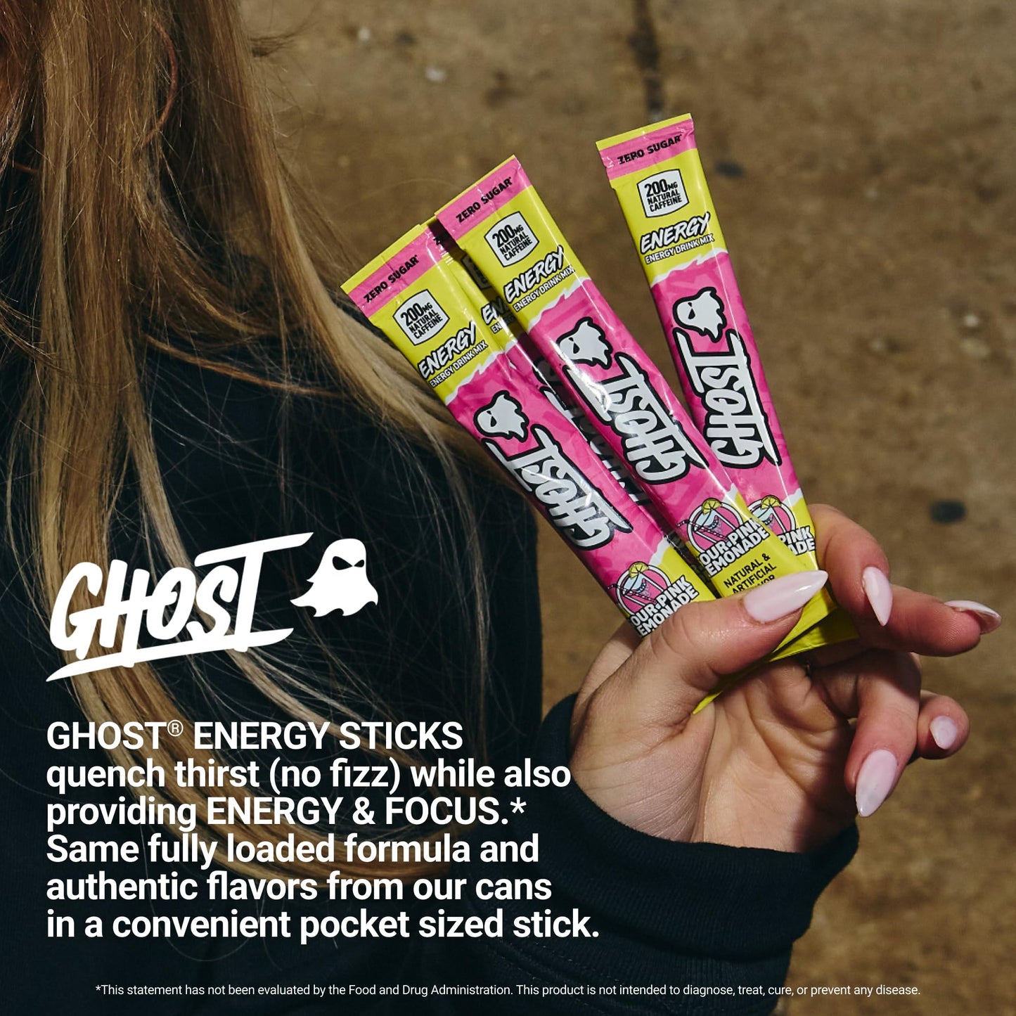 GHOST Sugar-Free Energy Drink Packets, Welch's Grape - 200mg of Natural Caffeine, Daily Vitamins & More, No Artificial Colors - Pre-Workout Energy Drink Mix - 24 On The Go Sticks