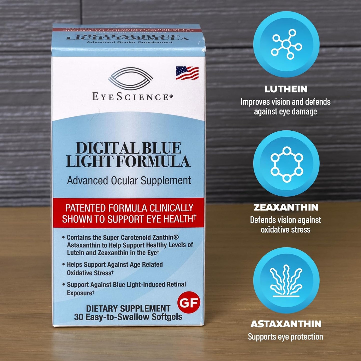EyeScience Lutein, Zeaxanthin & Astaxanthin, 30 Softgels, 1-Pack | Lutein, Zeaxanthin & Astaxanthin, Visual Comfort, Eye Wellness, Non-GMO, Gluten-Free