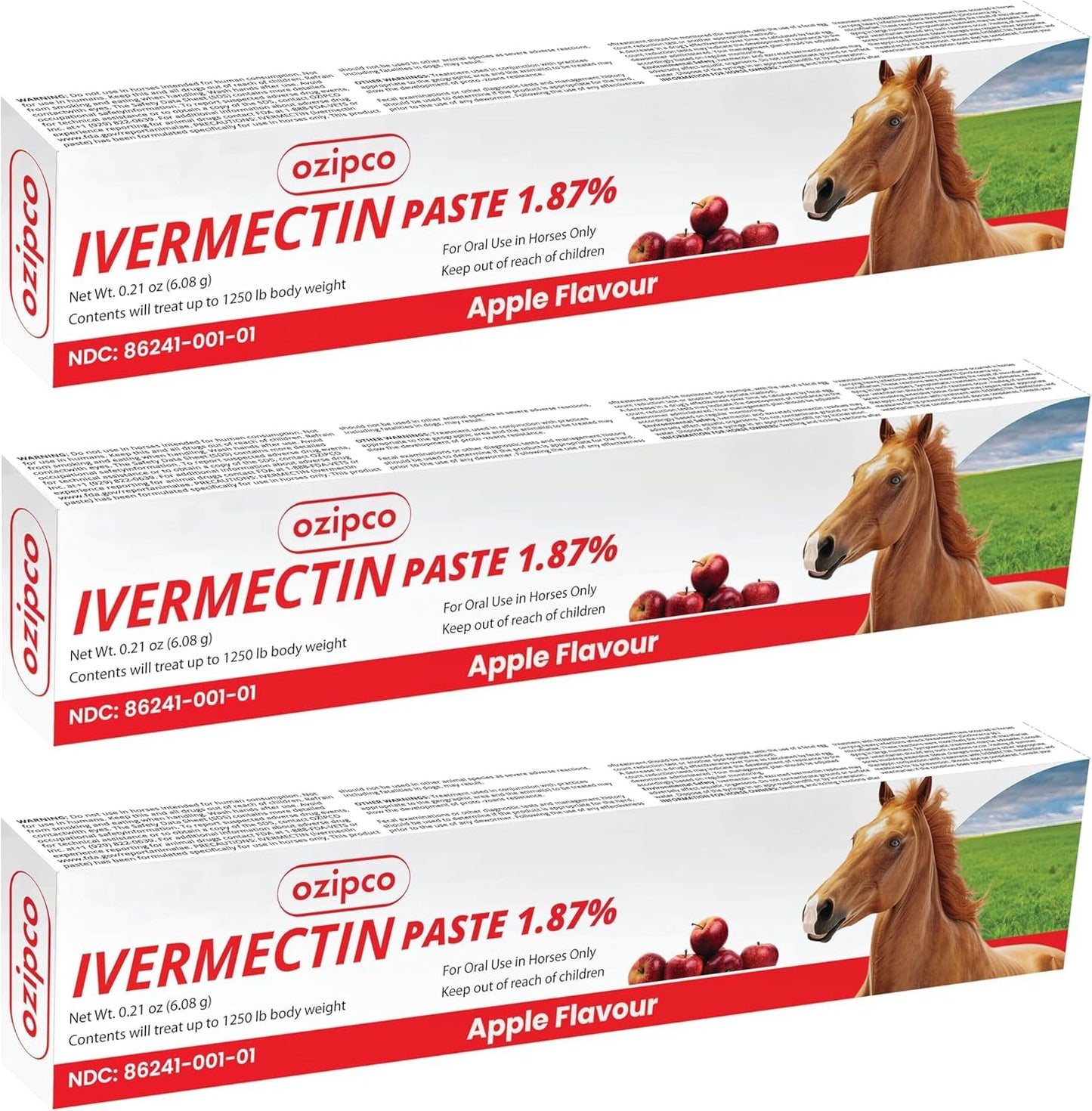 Ivermectin Horse Paste 1.87% | Apple Flavor – 6.08g Syringe for Equine Use Only Up to 1250 LB