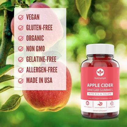 Nutriumph Apple Cider Vinegar Gummies with The Mother Vegan – Weight Loss, Detox