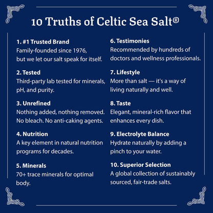 Celtic Sea Salt Fine Ground – Unrefined Mineral Salt, Sustainably Harvested, GMP Certified, Lab Tested – Baking, Cooking, Hydration, Everyday Use – 1 lb Resealable Bag