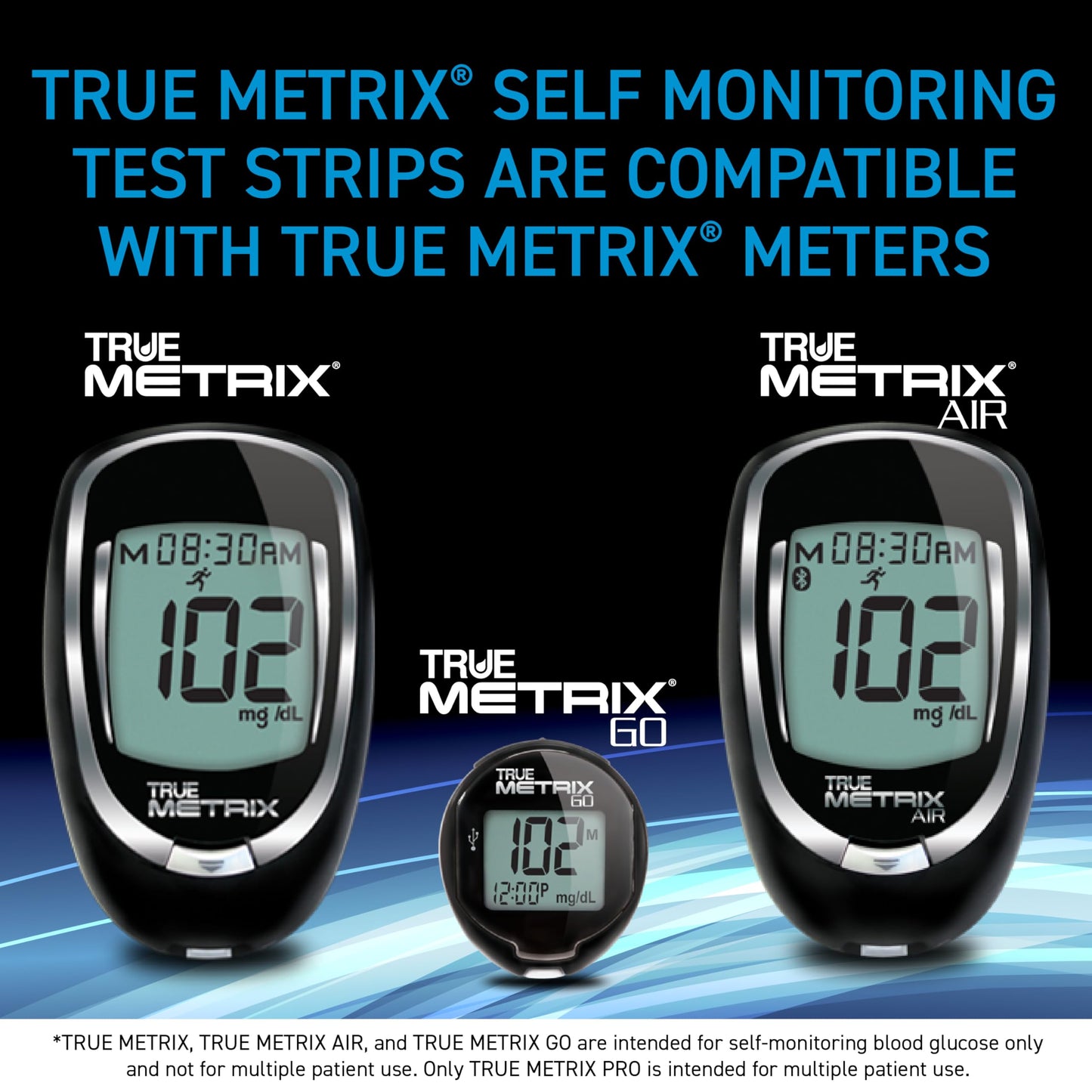 TRUE METRIX Self Monitoring Blood Glucose Test Strips, 100 Count | Blood Glucose Test Strips Compatible with TRUE METRIX Family of Self Monitoring Blood Glucose Meters, Value Pack