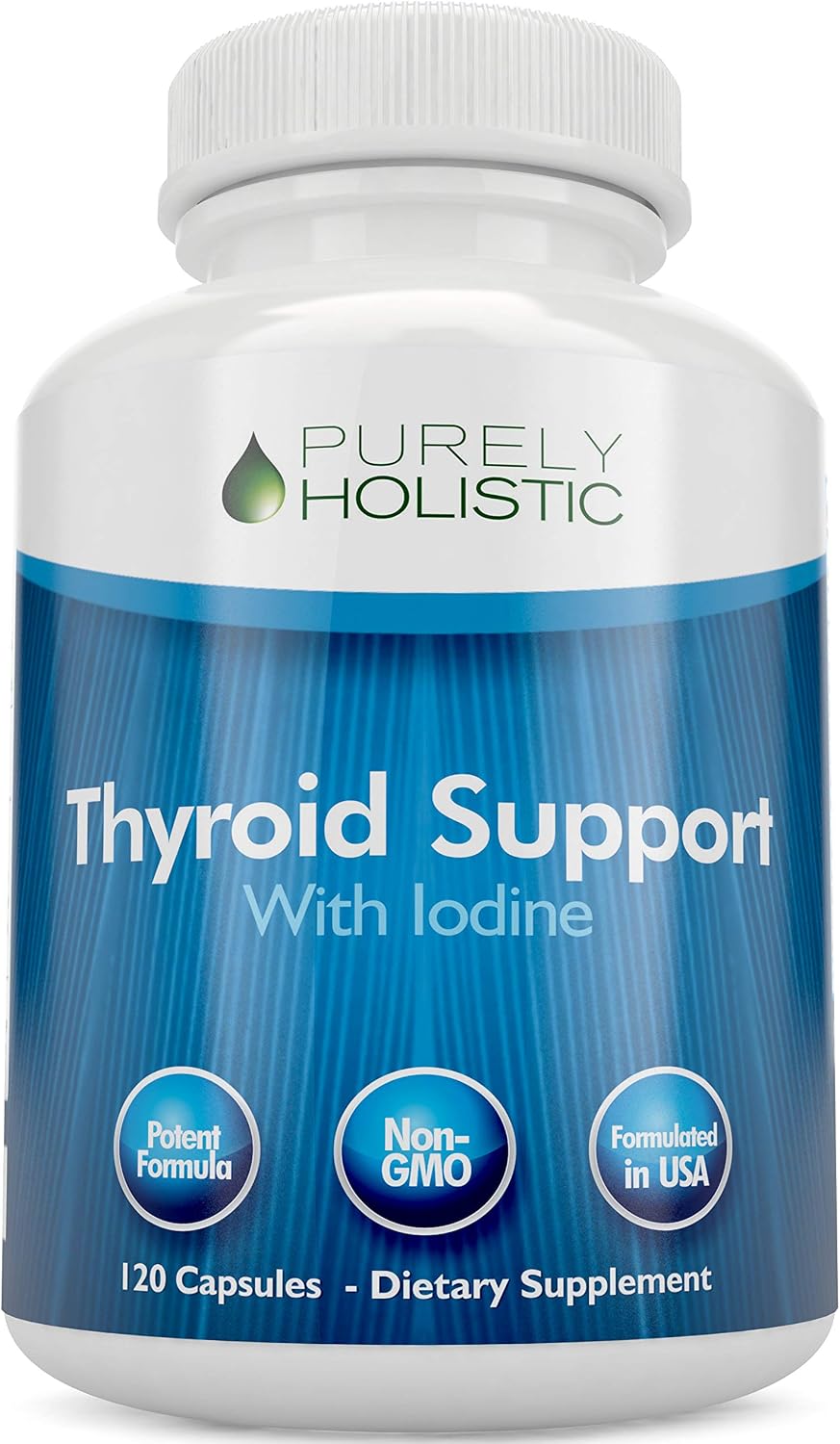 Thyroid Support, Iodine Supplement, Zinc, Selenium L-Tyrosine & Vitamin B | Supports Energy Production and Cellular Health, Thyroid Support for Women and Men, Non-GMO, 120 Capsules (2-Month Supply)